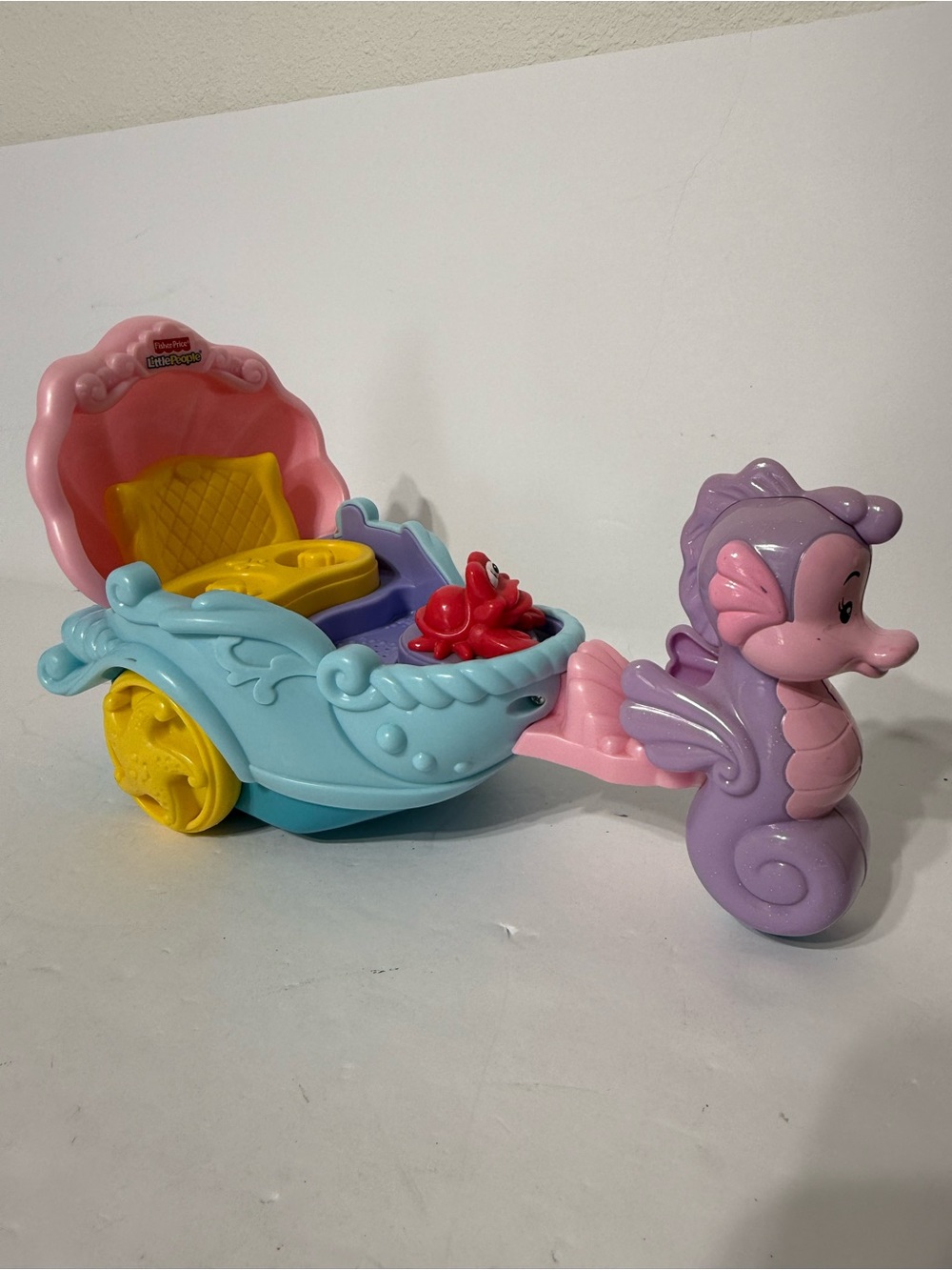Disney Fisher Price Little People Little Mermaid Musical Seahorse Carriage 11”